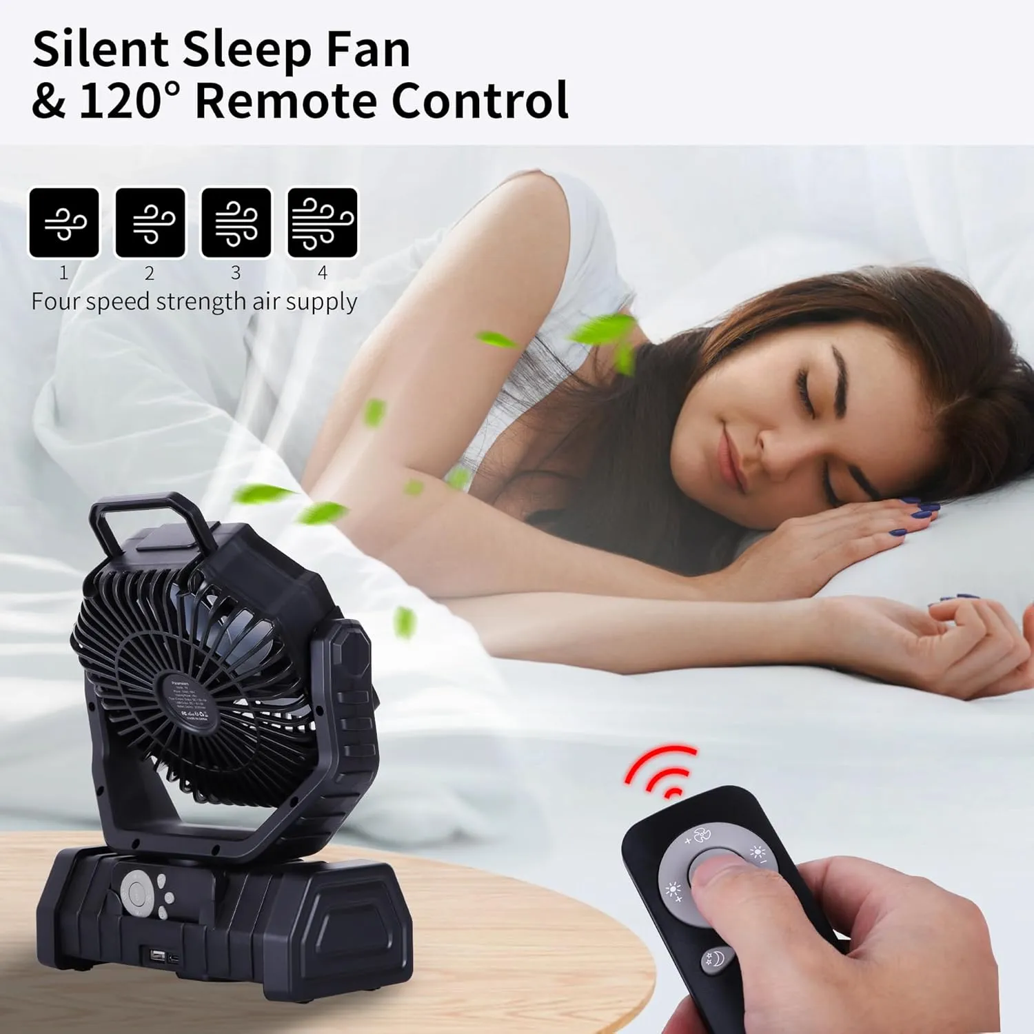 𝟐𝟎𝟎𝟎𝟎𝐦𝐀𝐡 Rechargeable Fan Portable,𝟏𝟑𝐈𝐧Battery Powered Camping Fan with Light,Workup 𝟔𝟎𝐇 & 𝟖𝐇 Timer & Remote,Auto Oscillation Battery Operated Fans Portable for Camping - Hanging Hook