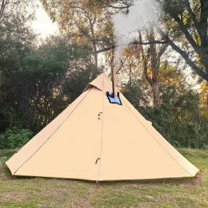 1 Person Tent Lightweight Teepee Hot Tent with Furnace Hole Four Seasons Waterproof Camping Hiking Hunting Fishing Backpack