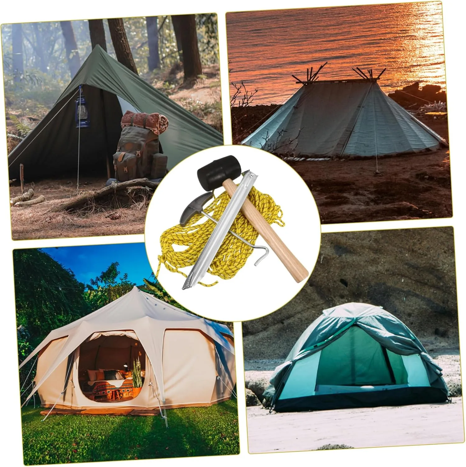 1 Set Tent Tools Outdoor Tent Accessory Tent Accessories Beach Tent Stakes Tent Pegs Camping Rope Tent