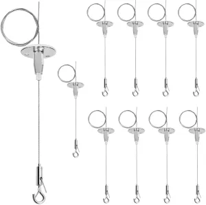 10 Pack 3.2 ft Ceiling Sign Hanger, Suspension Cable Wire for Hanging LED Panel Light Billboards, Load 11 lb