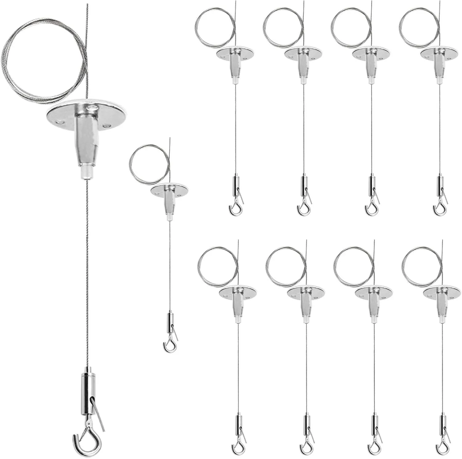 10 Pack 3.2 ft Ceiling Sign Hanger, Suspension Cable Wire for Hanging LED Panel Light Billboards, Load 11 lb