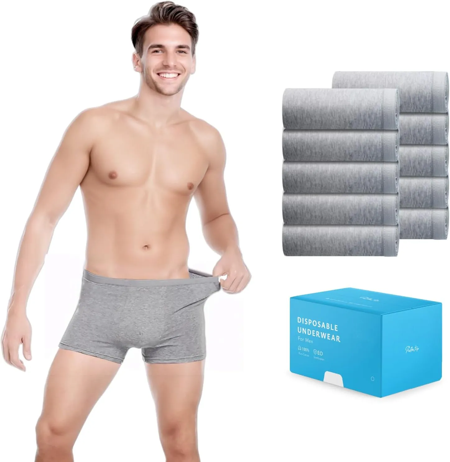 10 Pack Men’s Disposable 100% Cotton Underwear for Travel Fitness Swimming Hotel Spa Hospital Stay