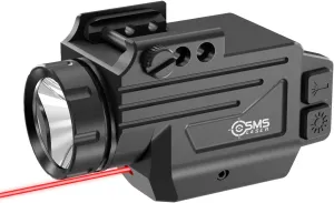 1000 Lumens Tactical Flashlight Laser Combo GL50-R, Magnetic Rechargeable Strobe Weapon Light with Red Beam Laser Sight for Glock Pistol Handgun, Anodized Aluminum Shell, Ambidextrous Button