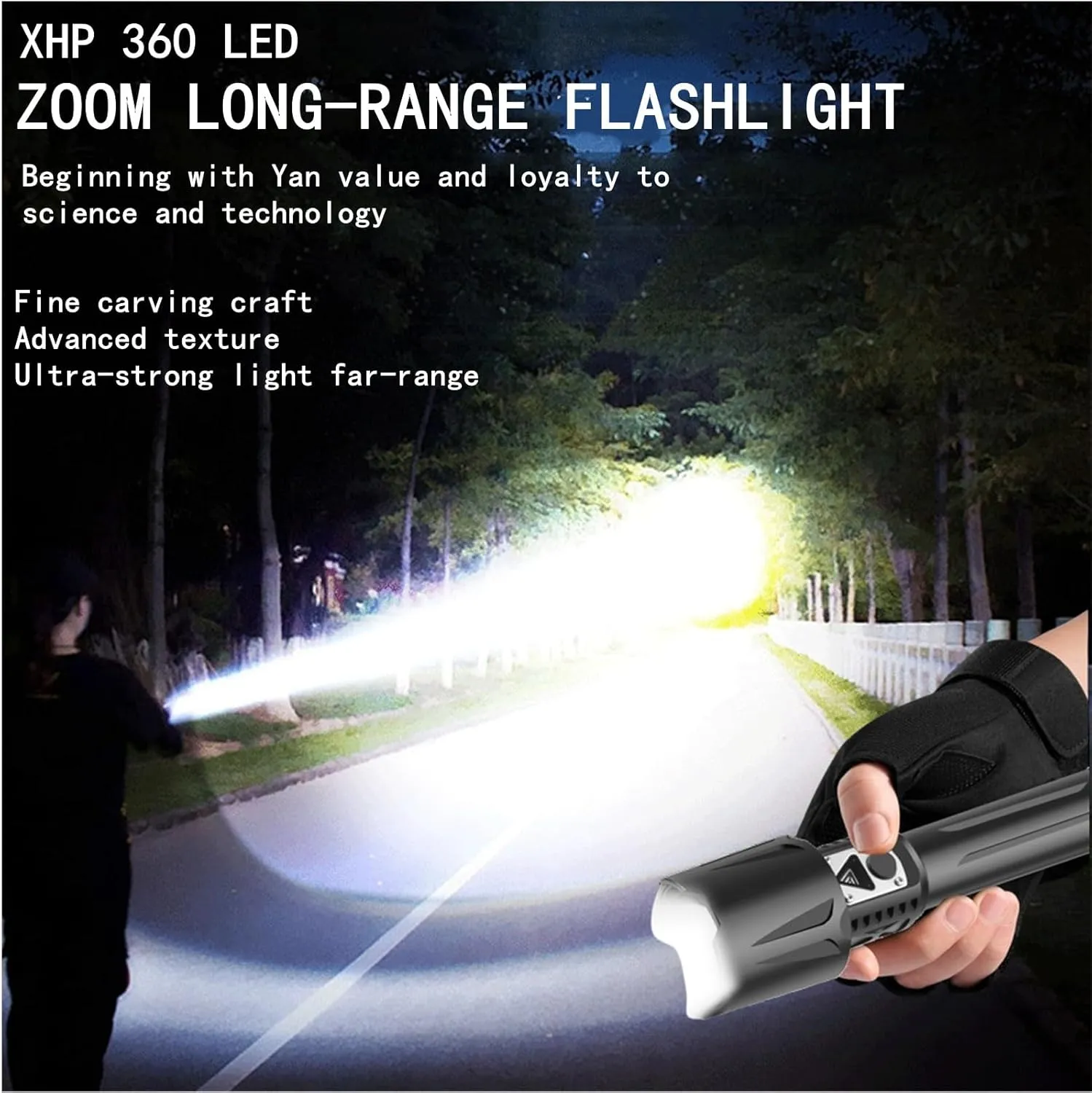 1000000 Lumens High Powerful LED Flashlight,Super Bright XHP360 Rechargeable Torch,Zoomable Tactical Flashlight with Electric Quantity Display,5 Modes,IPX4 Waterproof Handheld Searchlight