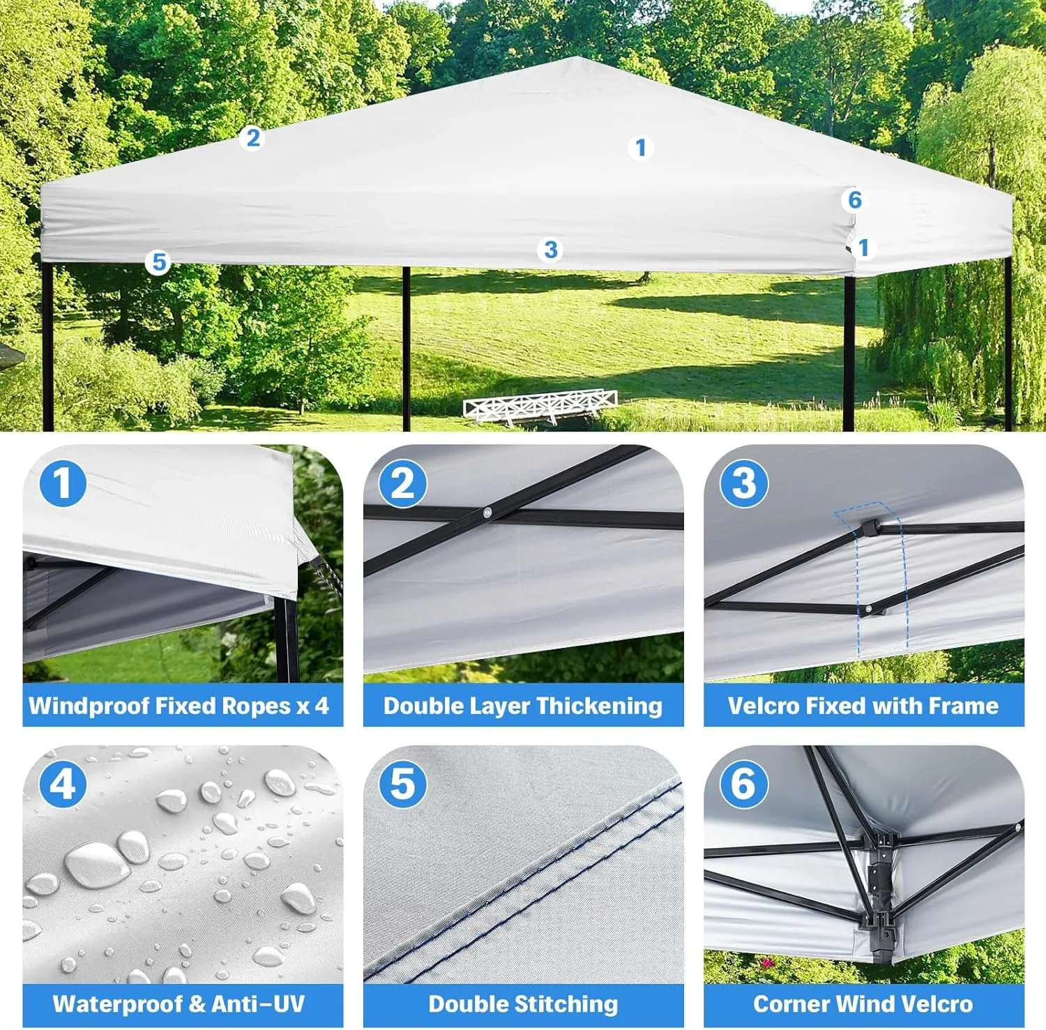 10×10 Canopy Replacement Top, Pop Up Canopy Replacement Cover for Straight Leg Frame Tent, Waterproof Canopy Top Cover for Garden Patio Camping (Top Only)(Sliver White)