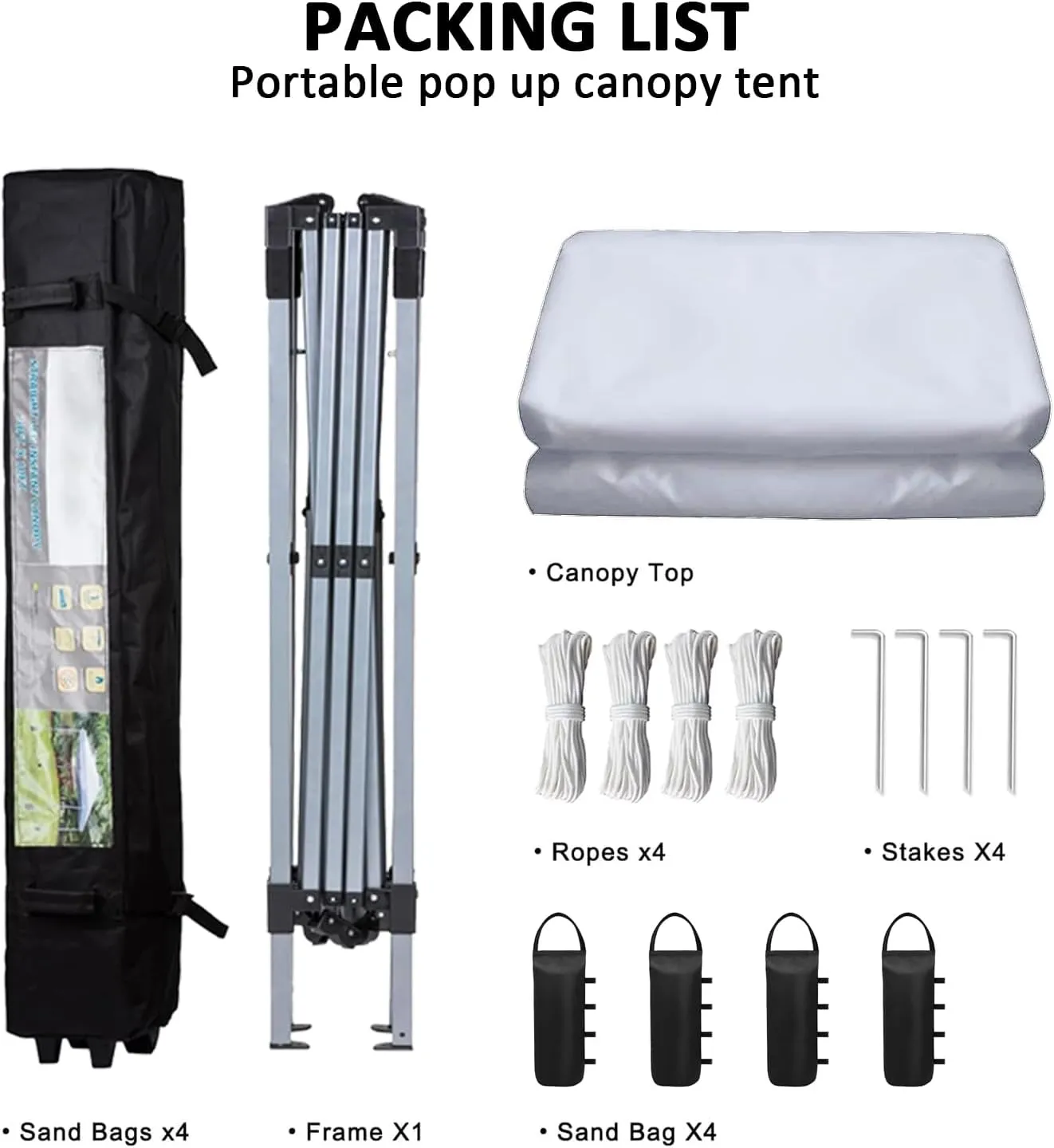 10x10 Pop Up Canopy Tent Waterproof Tent for Outdoor Party Camping Commercial Event Tent, with Wheeled Bag and 4 Sandbags (White)