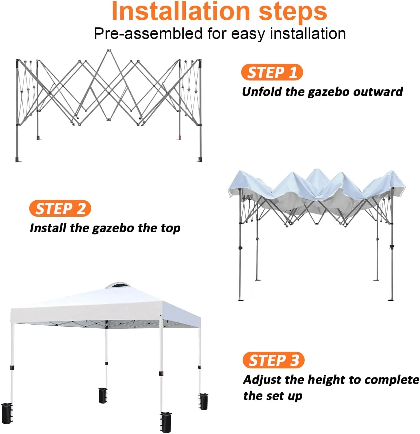 10x10 Pop Up Canopy Tent Waterproof Tent for Outdoor Party Camping Commercial Event Tent, with Wheeled Bag and 4 Sandbags (White)