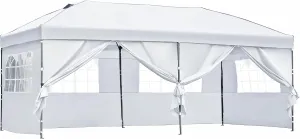 10x20 FT Pop Up Canopy with Sidewalls, Waterproof Heavy Duty Party Tent with 2 Doors and 4 Windows Outdoor Adjustable Gazebo Event Tent Instant Canopy with Wheeled Bag, Easy Assembly, White