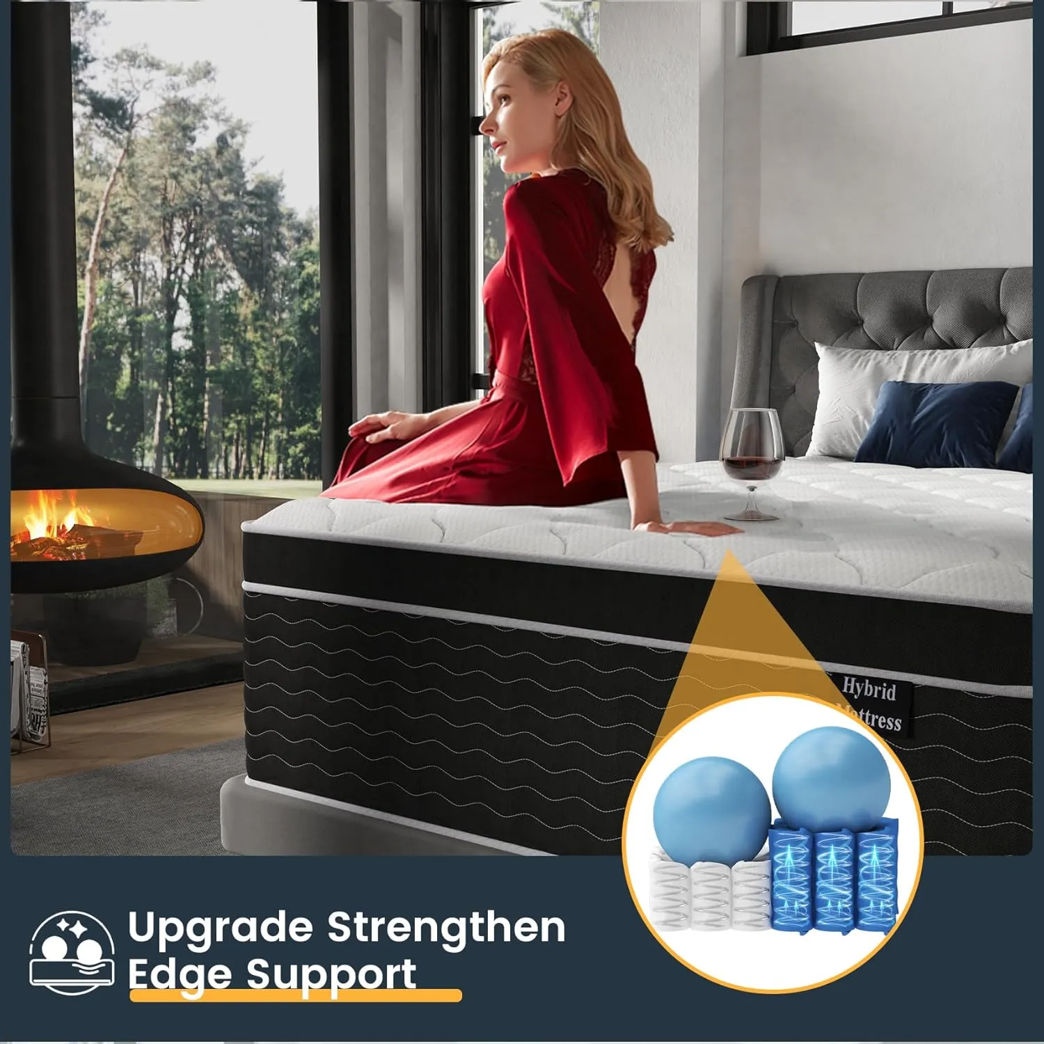 12 Inch California King Mattress, Cooling & Breathable Hybrid Cal King Mattress in a Box, Upgraded Support Medium Firm Mattresses with Gel Memory Foam & Pocket Springs, CertiPUR-US Certified