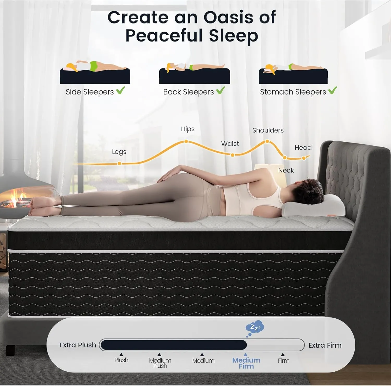 12 Inch California King Mattress, Cooling & Breathable Hybrid Cal King Mattress in a Box, Upgraded Support Medium Firm Mattresses with Gel Memory Foam & Pocket Springs, CertiPUR-US Certified