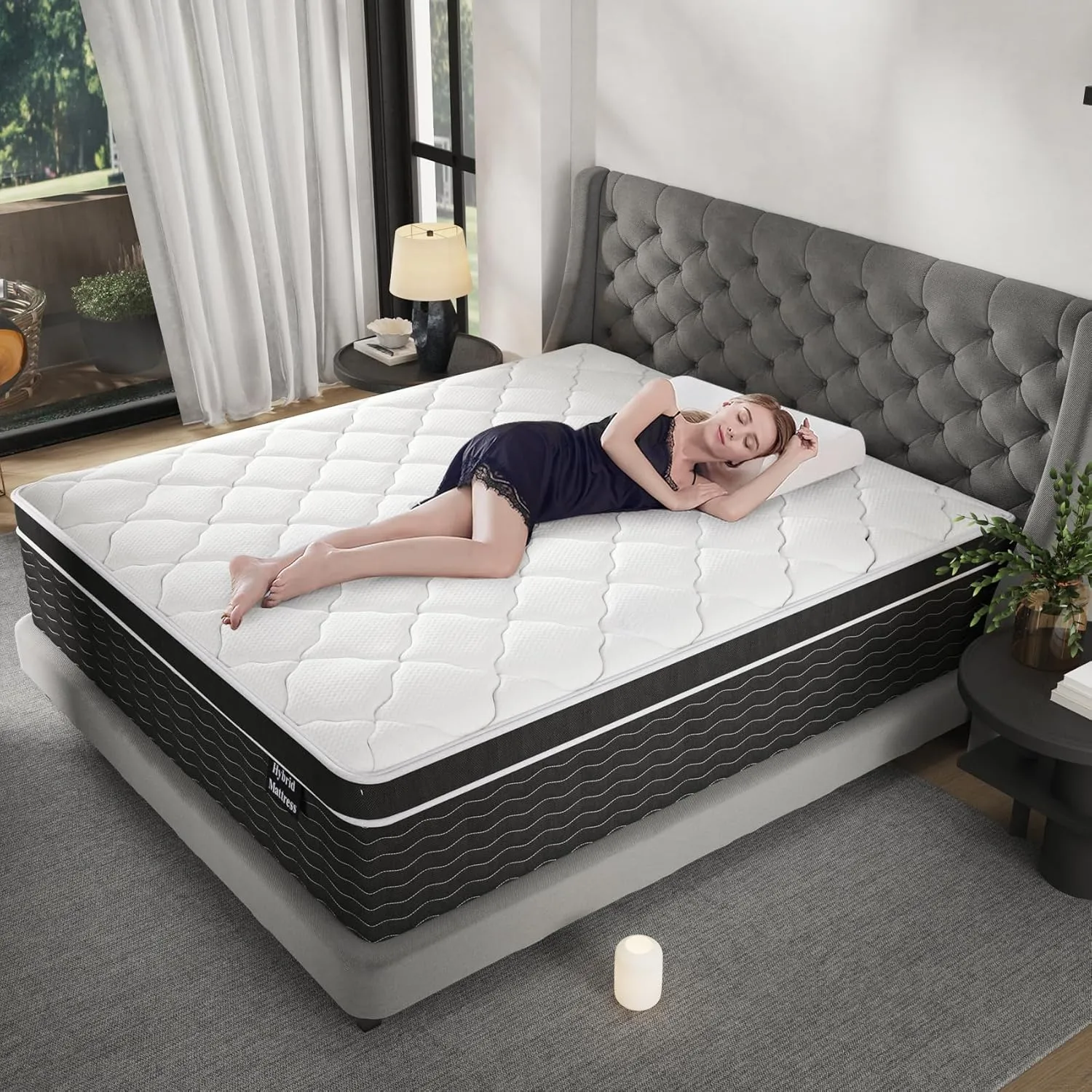 12 Inch California King Mattress, Cooling & Breathable Hybrid Cal King Mattress in a Box, Upgraded Support Medium Firm Mattresses with Gel Memory Foam & Pocket Springs, CertiPUR-US Certified