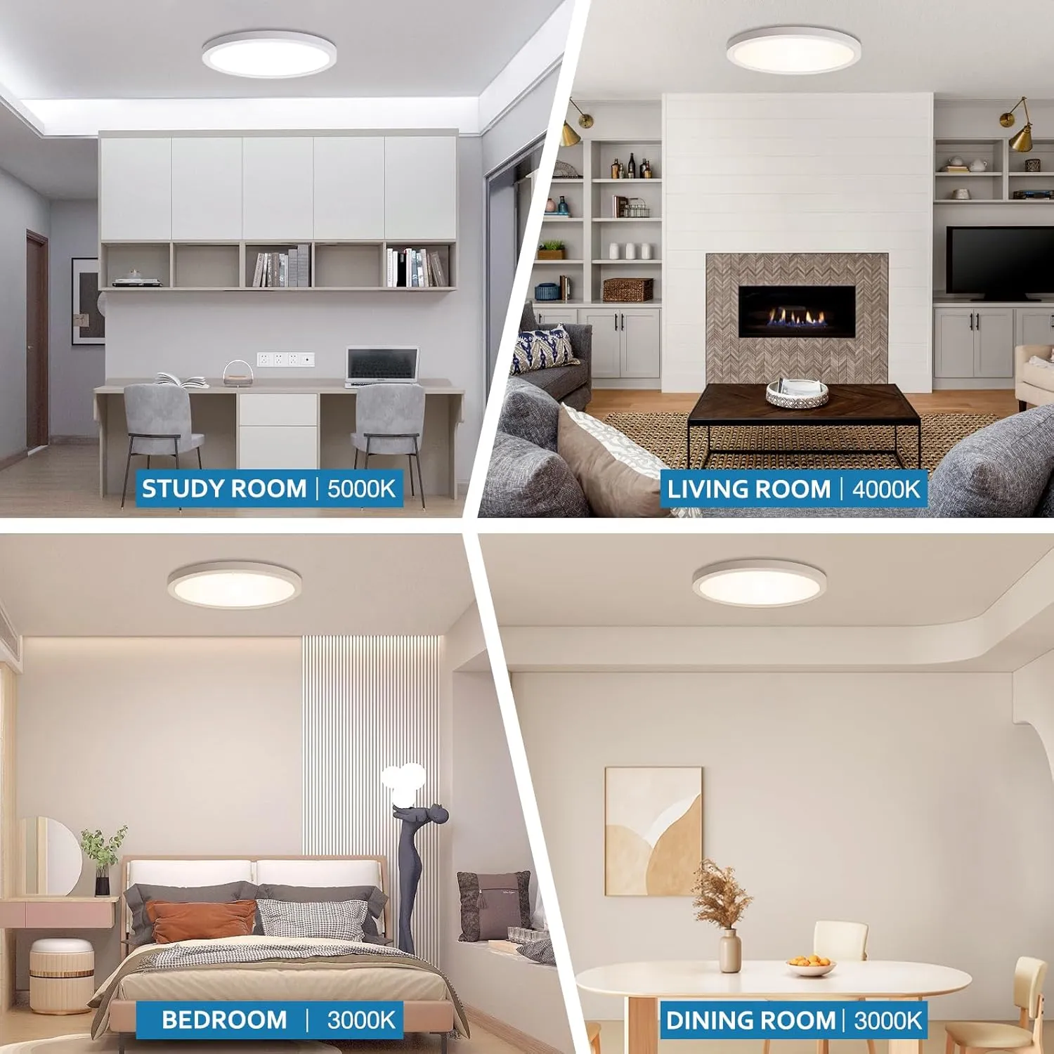 12 Inch Dimmable LED Flush Mount Ceiling Light 2 Pack, Low Profile Ceiling Light with 3 CCT (3000K/4000K/5000K), 24W 2400LM, 5%-100% Dimming for Bedroom, Living Room & Porch, White