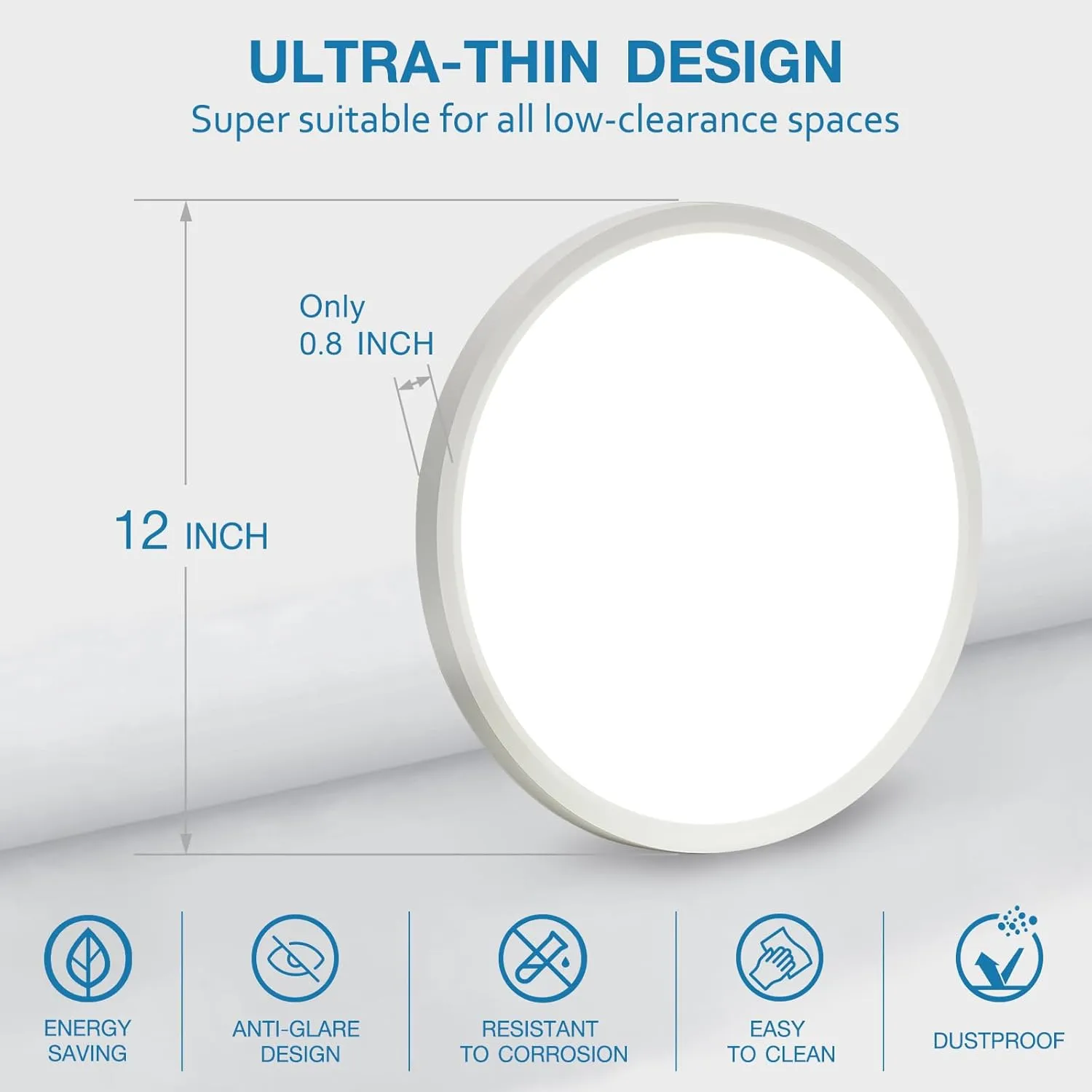 12 Inch Dimmable LED Flush Mount Ceiling Light 2 Pack, Low Profile Ceiling Light with 3 CCT (3000K/4000K/5000K), 24W 2400LM, 5%-100% Dimming for Bedroom, Living Room & Porch, White