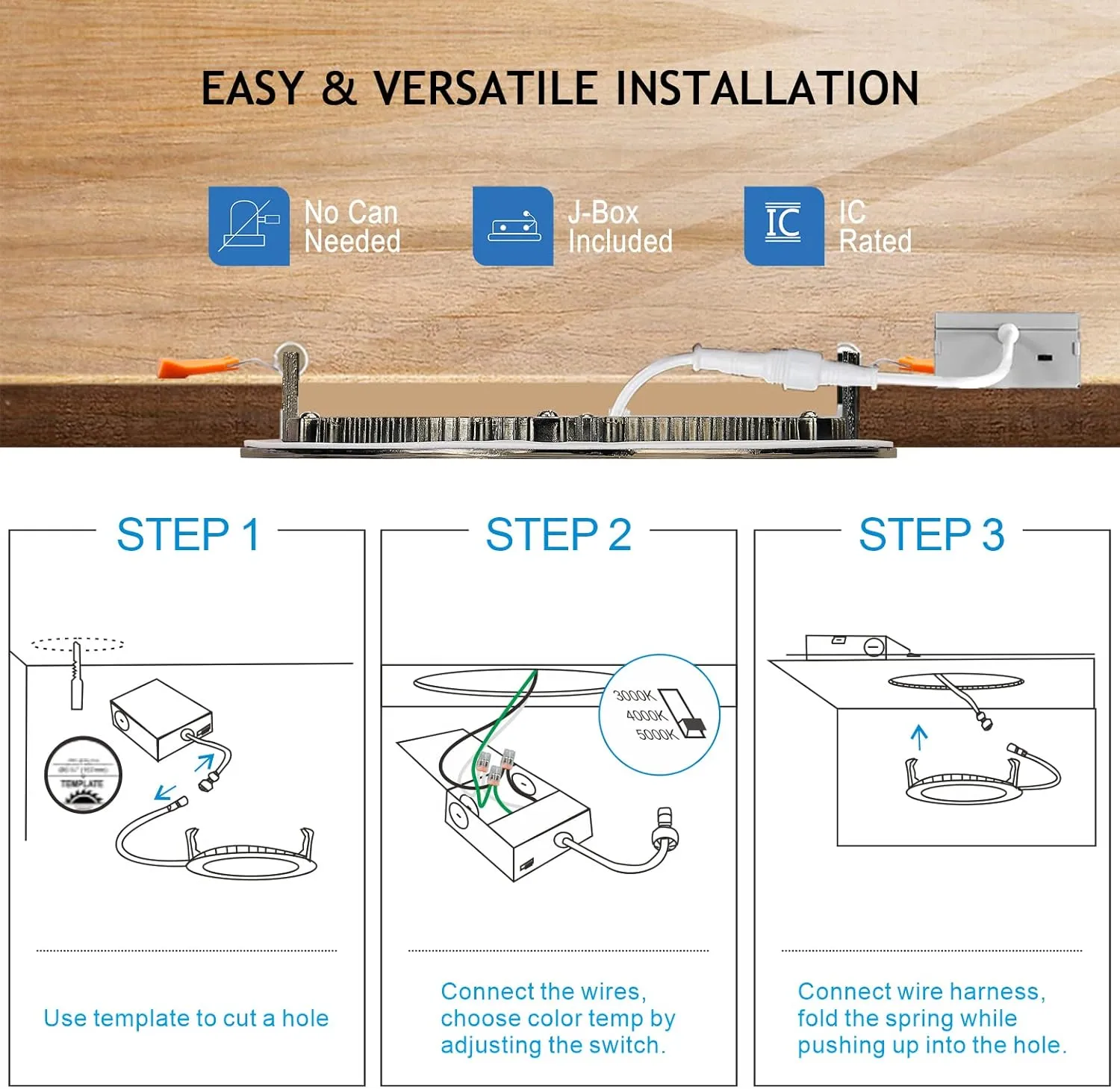 12 Pack Bronze Recessed Lighting 6 Inch Exterior Soffit Wafer Lights, Dimmable & 5CCT Selectable, 12W, 120Vac, Wet & IC Rated, ETL