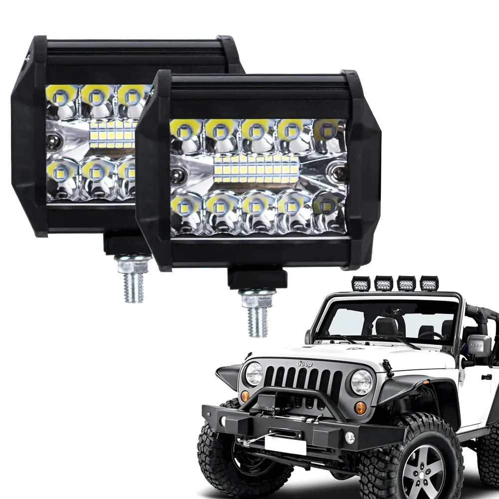 12V 24V LED Light Bar - Off-Road Spot & Flood Combo, 7200Lm Work Light for Truck, Car, SUV, 4WD, 4x4, Boat, ATV, 6000K Pure White
