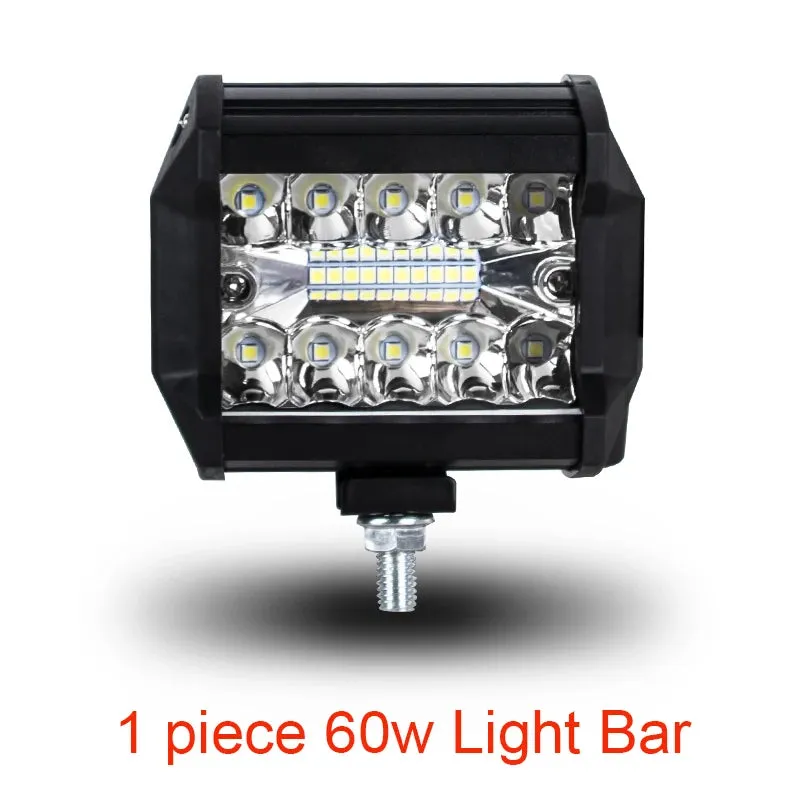 12V 24V LED Light Bar - Off-Road Spot & Flood Combo, 7200Lm Work Light for Truck, Car, SUV, 4WD, 4x4, Boat, ATV, 6000K Pure White