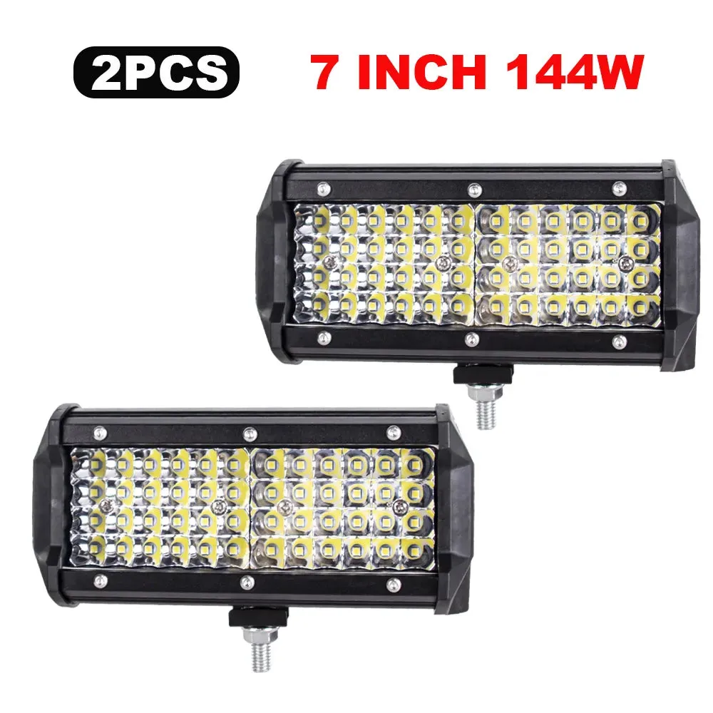 12V 24V LED Light Bar - Off-Road Spot & Flood Combo, 7200Lm Work Light for Truck, Car, SUV, 4WD, 4x4, Boat, ATV, 6000K Pure White