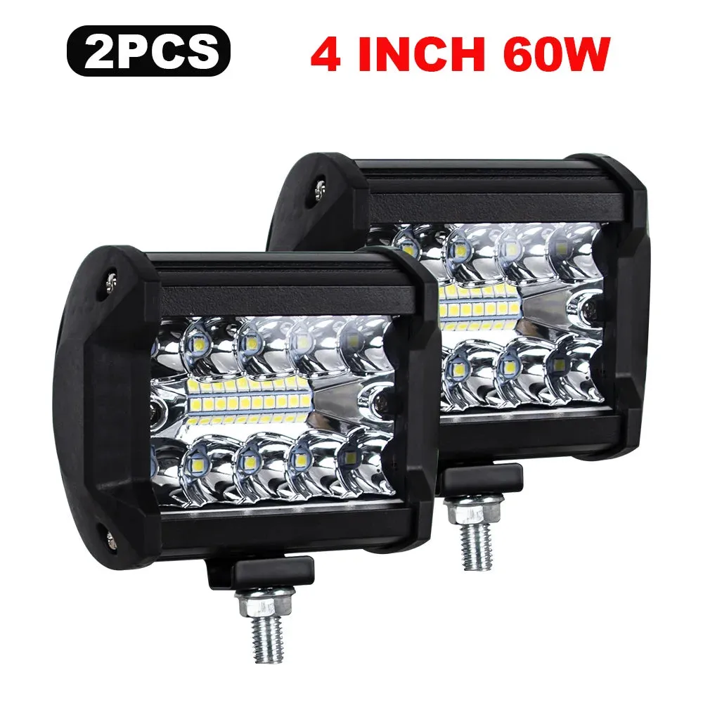 12V 24V LED Light Bar - Off-Road Spot & Flood Combo, 7200Lm Work Light for Truck, Car, SUV, 4WD, 4x4, Boat, ATV, 6000K Pure White