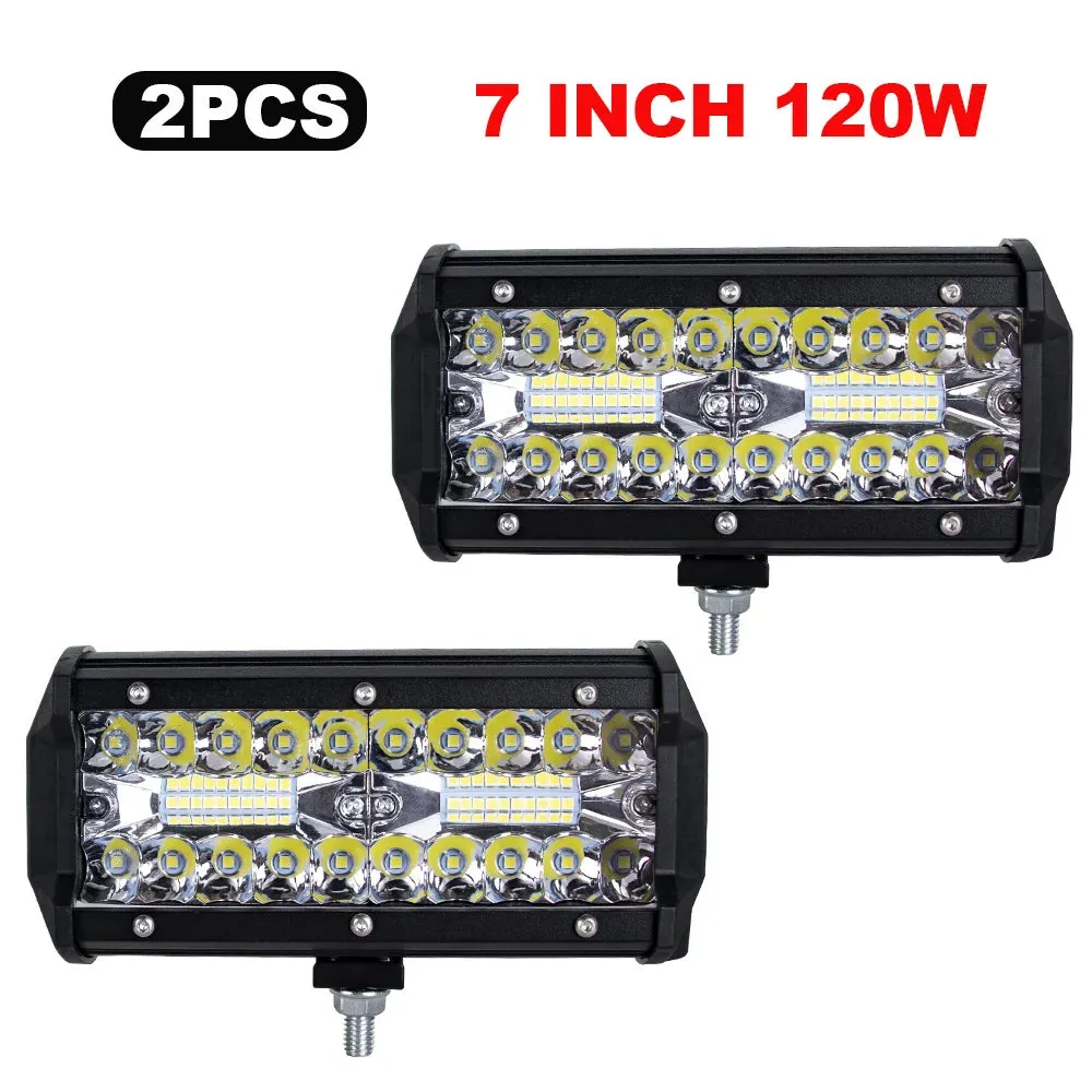 12V 24V LED Light Bar - Off-Road Spot & Flood Combo, 7200Lm Work Light for Truck, Car, SUV, 4WD, 4x4, Boat, ATV, 6000K Pure White