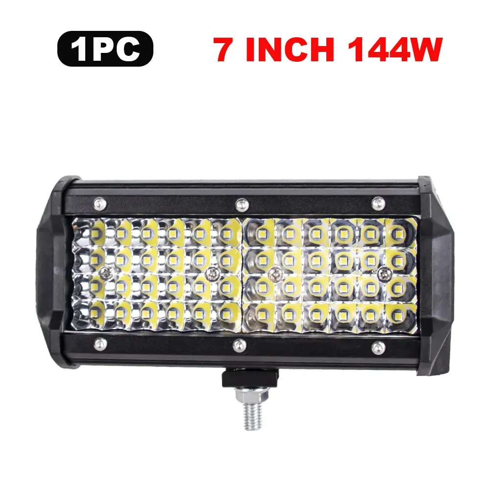 12V 24V LED Light Bar - Off-Road Spot & Flood Combo, 7200Lm Work Light for Truck, Car, SUV, 4WD, 4x4, Boat, ATV, 6000K Pure White