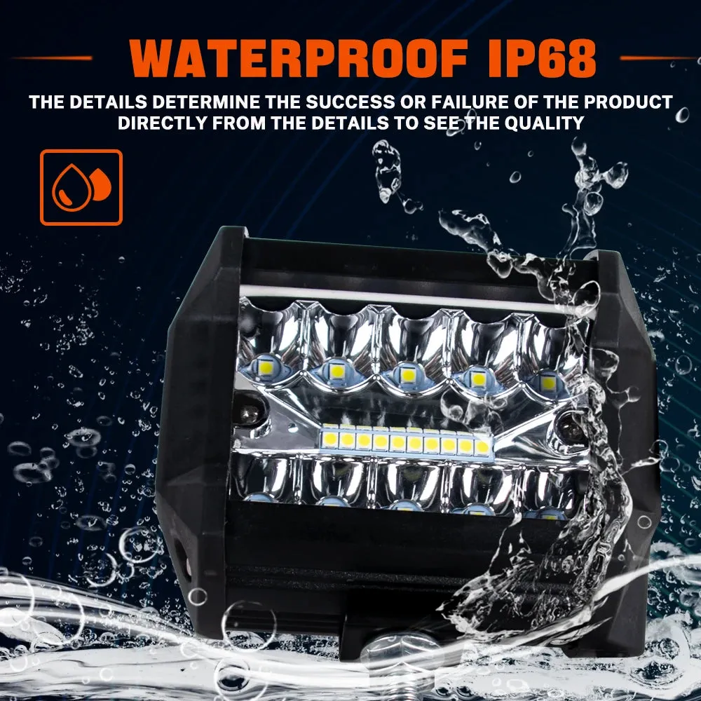 12V 24V LED Light Bar - Off-Road Spot & Flood Combo, 7200Lm Work Light for Truck, Car, SUV, 4WD, 4x4, Boat, ATV, 6000K Pure White