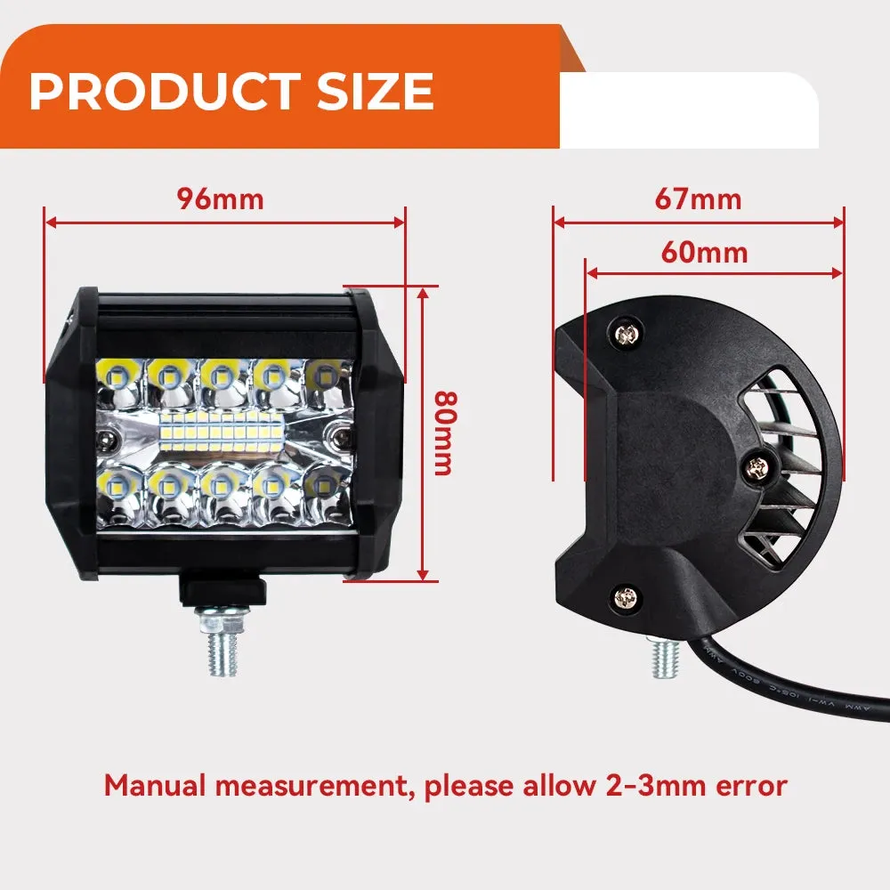 12V 24V LED Light Bar - Off-Road Spot & Flood Combo, 7200Lm Work Light for Truck, Car, SUV, 4WD, 4x4, Boat, ATV, 6000K Pure White
