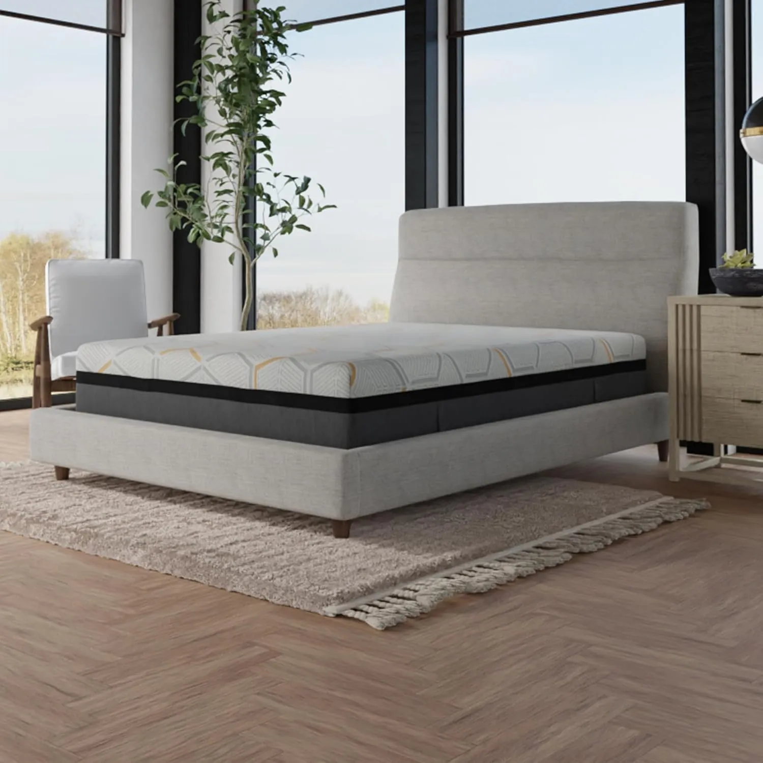 14 Inch Hybrid Copper Gel Cooling Memory Foam Mattress with Edge Support and Air Ridge Foam King