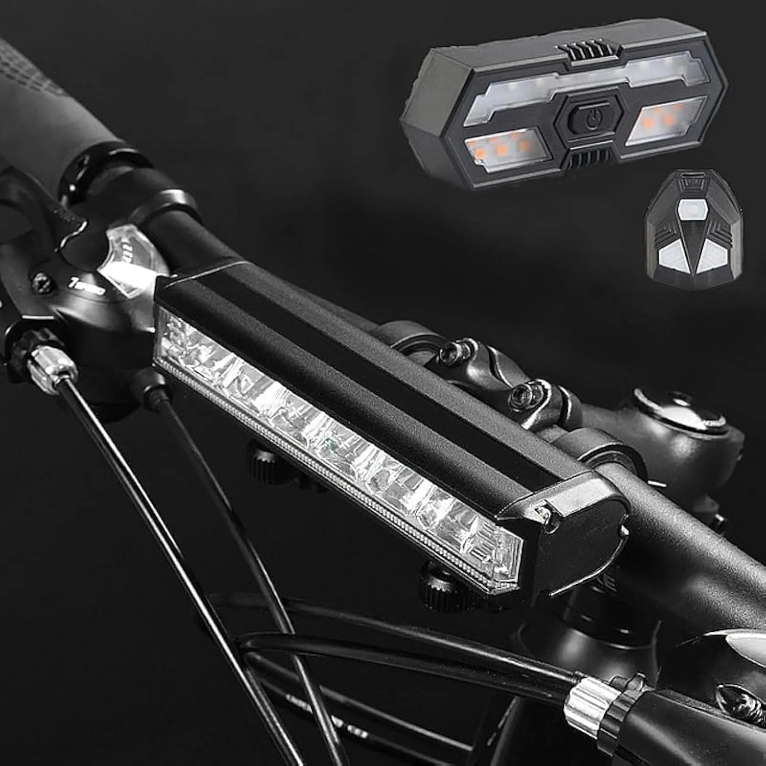 1400 Lumens Bike Lights Front and Back, with Remoto Control Brake Light,USB Rechargeable Bicycle Light,Super Bright 6 LED Bike Lights for Night Riding,Bike Headlight,IPX5 Waterproof, 3 5 Light Modes