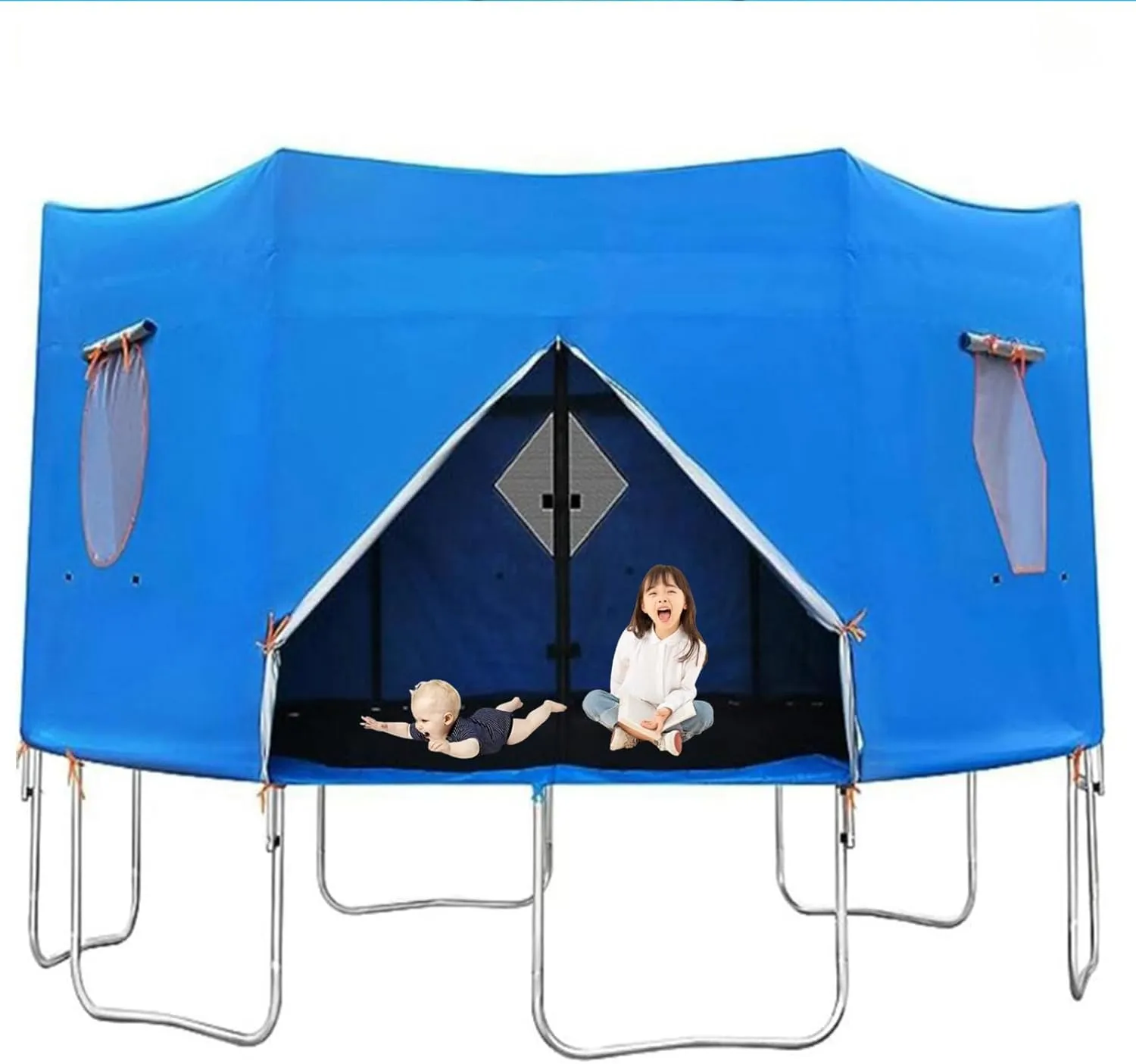 14FT Trampoline Tent Cover Outdoor Trampoline Accessory for 8 Straight Pole Trampoline, Wind Sun Protection (Tent Only)