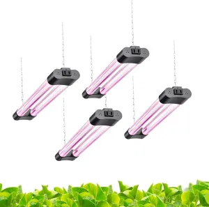 16inch 4 Pack LED Grow Lights - Linkable Grow Lights for Indoor Plants, Full Spectrum Plant Lights Plug and Hanging Design with On/Off Switch Hanging Grow Light from seedling to Flowering, Black