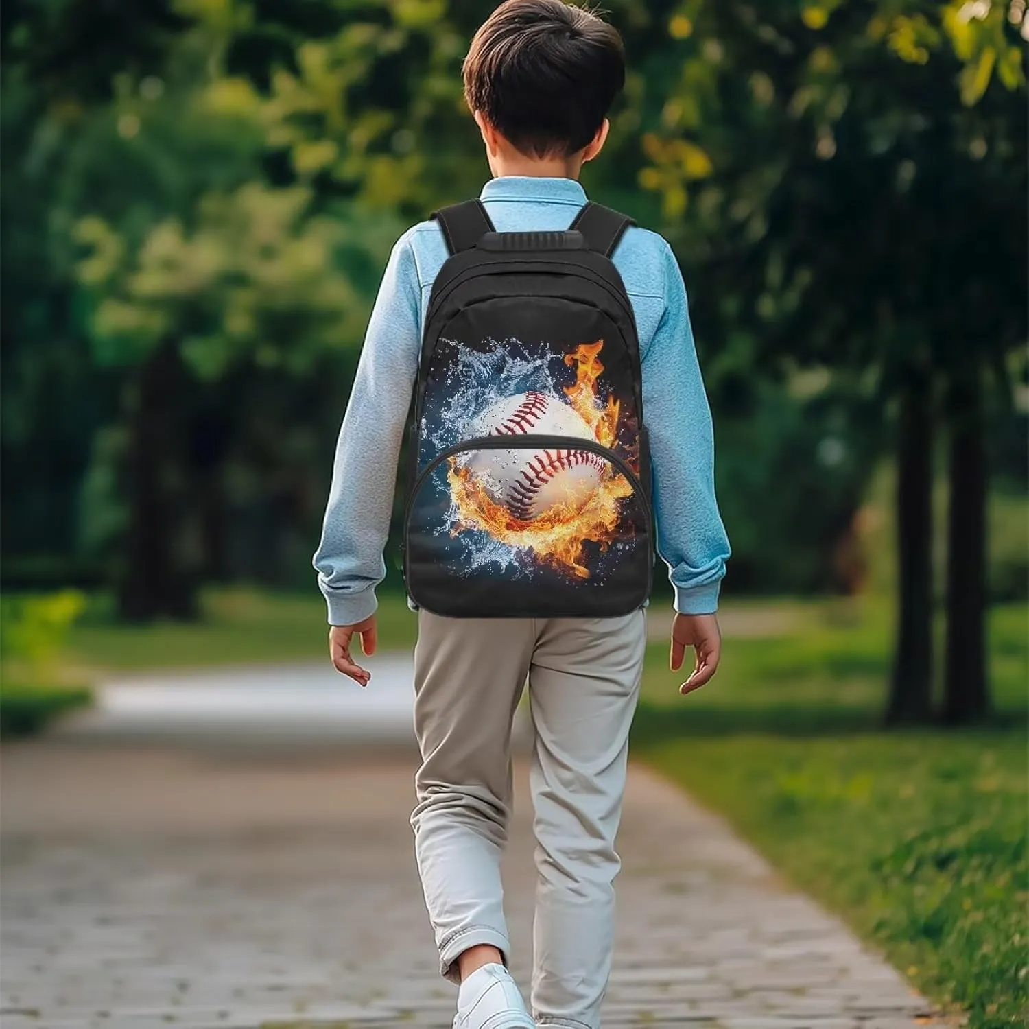 17 In Baseball Backpack for Kids Large Capacity Lightweight Bookbag Schoolbag Daypack Back to School Boys Girls Travel Business Trip