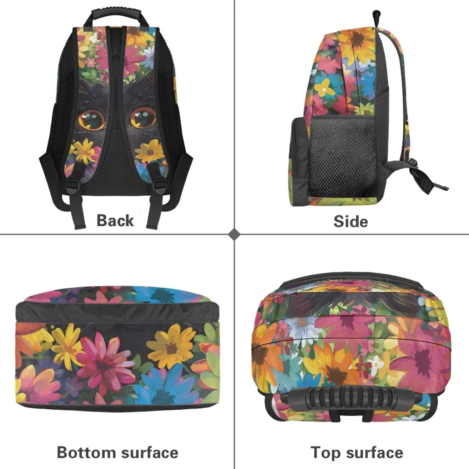 17 Inch Kids Travel Backpack Lightweight Large Capacity Adorable Cat Bookbag School Bag Daypack 17-18 Girls for Outdoor and Campus Use