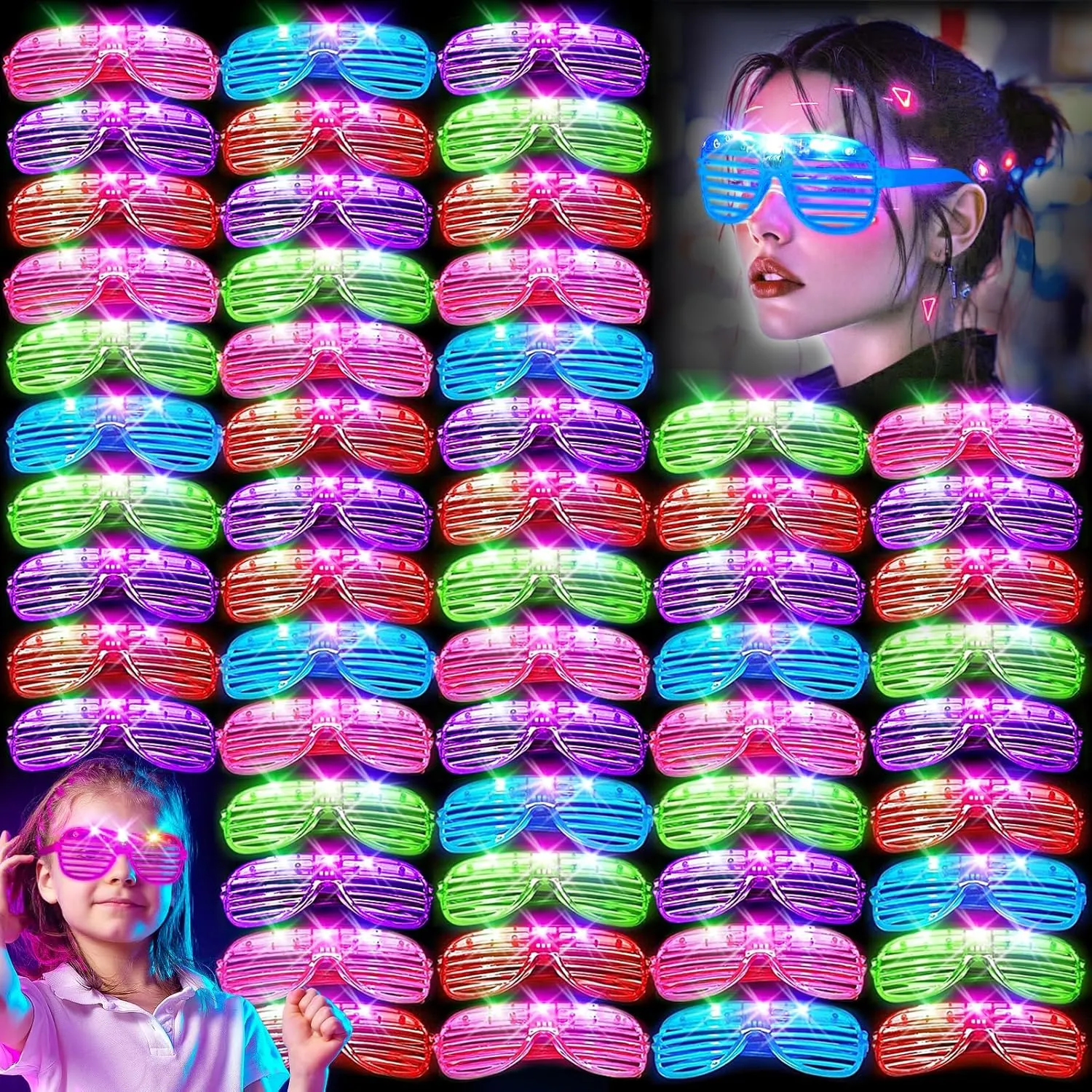 180 PCS Light Up Glasses, Glow In The Dark Party Supplies, LED Glasses, Glow Glasses, Glow In The Dark Glasses for Kids and Adults, Neon Glasses for Glow Party, Wedding, Birthday, New Year