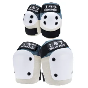 187 KILLER PADS Knee Pads, Elbow Pads Combo Pack, Stone Blue, Small/Medium