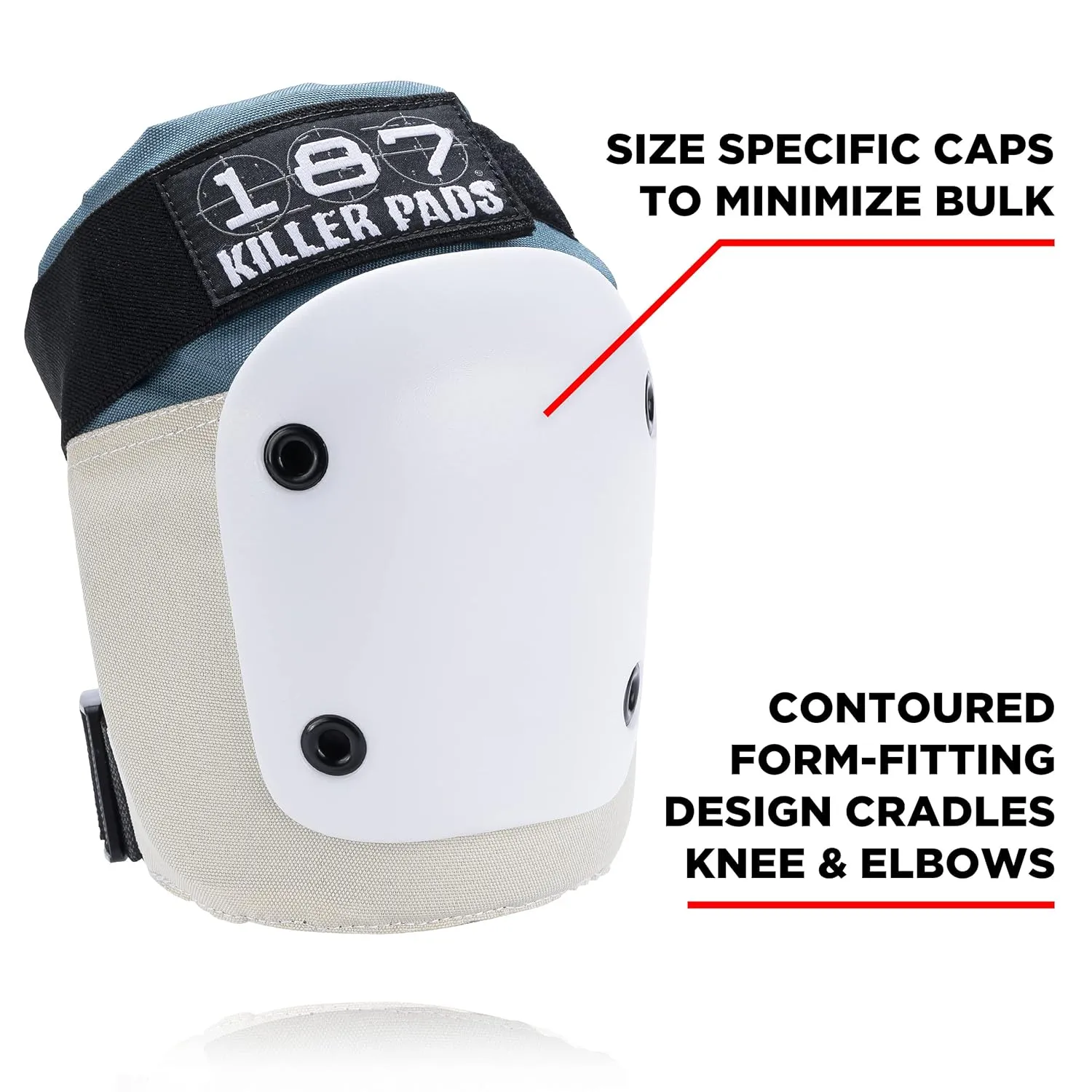 187 KILLER PADS Knee Pads, Elbow Pads Combo Pack, Stone Blue, Small/Medium