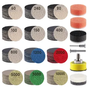 188 PCS 1 Inch Sanding Disc, GOH DODD Hook and Loop 60 to 10000 Grit Wet Dry Sandpaper Micro Sand Paper with 1/8" 1/4" Shank, Backing Pad, Polishing Pads, Foam Sanding Pads for Auto Wood Metal Jewelry