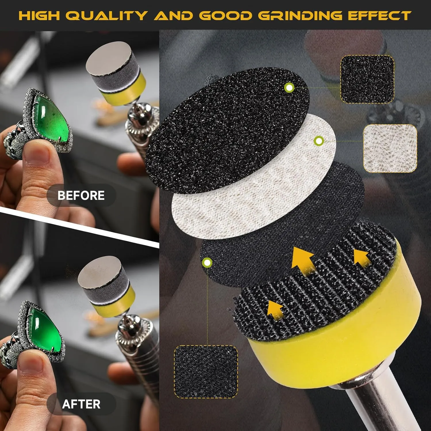 188 PCS 1 Inch Sanding Disc, GOH DODD Hook and Loop 60 to 10000 Grit Wet Dry Sandpaper Micro Sand Paper with 1/8" 1/4" Shank, Backing Pad, Polishing Pads, Foam Sanding Pads for Auto Wood Metal Jewelry