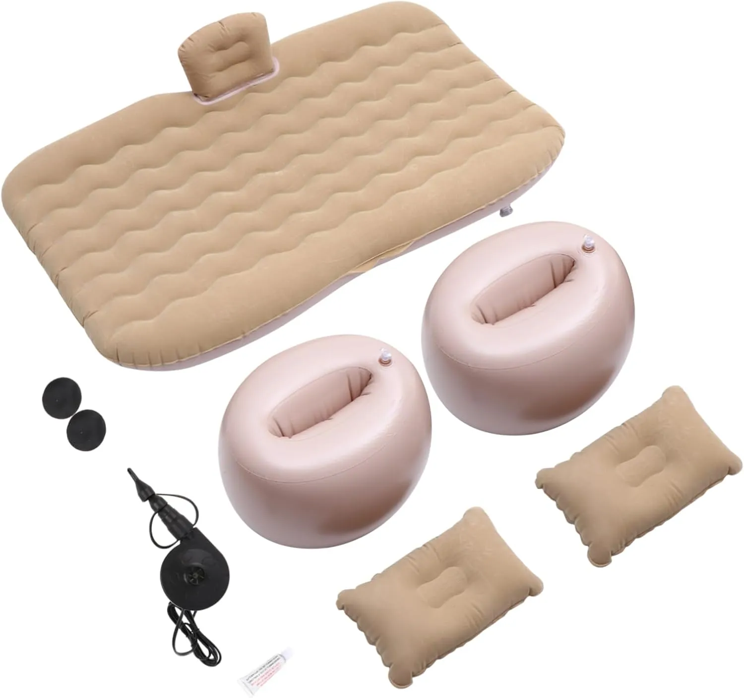 1set Inflatable Air Mattress Bed for SUV Comfortable Camping Mat Air Pump Pillows Practical Outdoor Sleeping Cushion for Rv Setup Safety Design