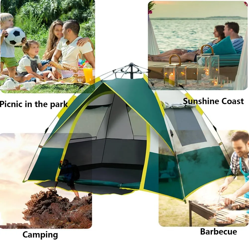 2-3 Man Portable Camping Tent, Waterproof Pop Up Automatic Dome Family Tent Easy Setup Lightweight Backpacking Windproof Tents, for Beach Outdoor Hunting