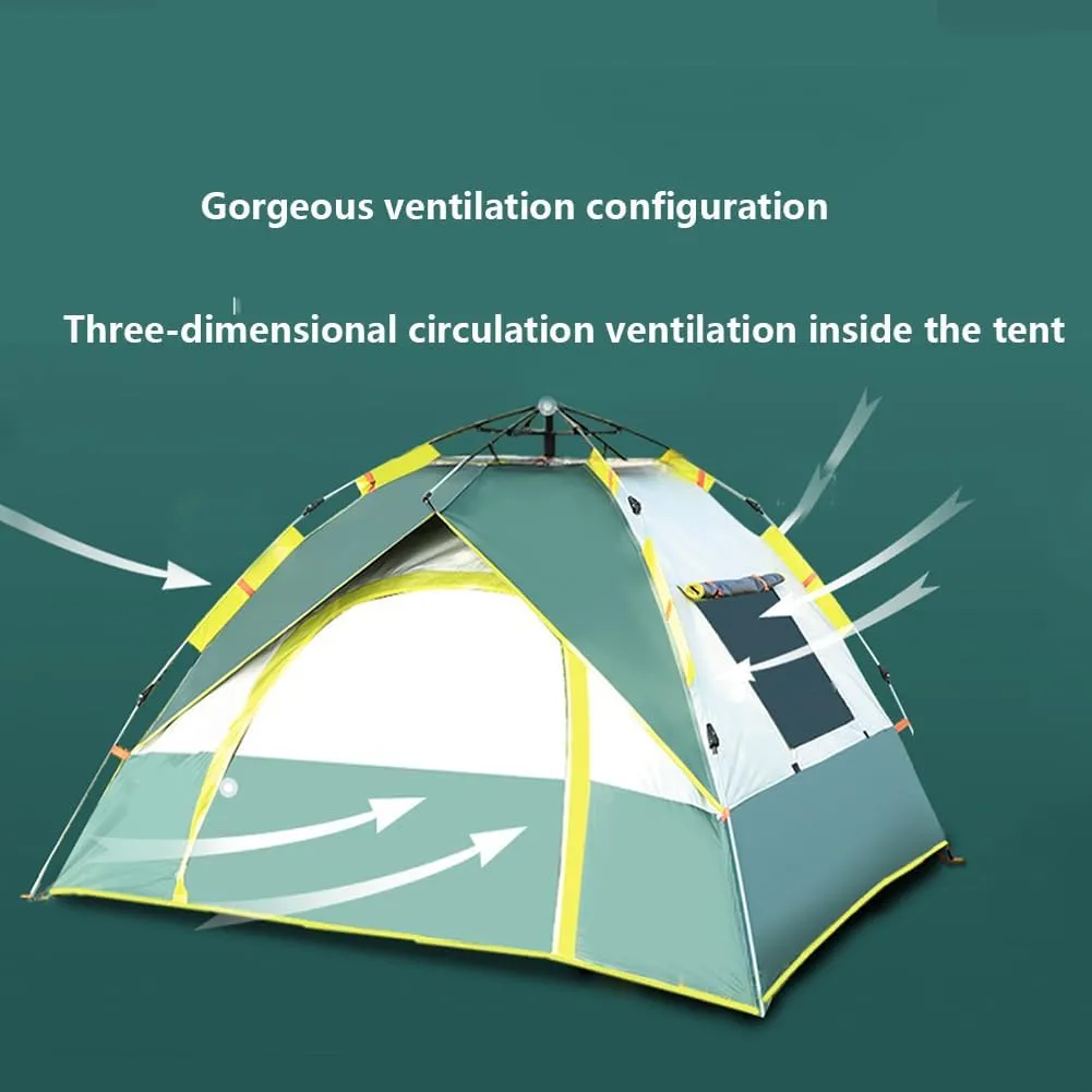 2-3 Man Portable Camping Tent, Waterproof Pop Up Automatic Dome Family Tent Easy Setup Lightweight Backpacking Windproof Tents, for Beach Outdoor Hunting