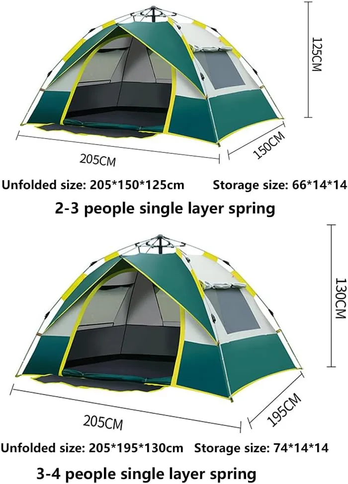 2-3 Man Portable Camping Tent, Waterproof Pop Up Automatic Dome Family Tent Easy Setup Lightweight Backpacking Windproof Tents, for Beach Outdoor Hunting