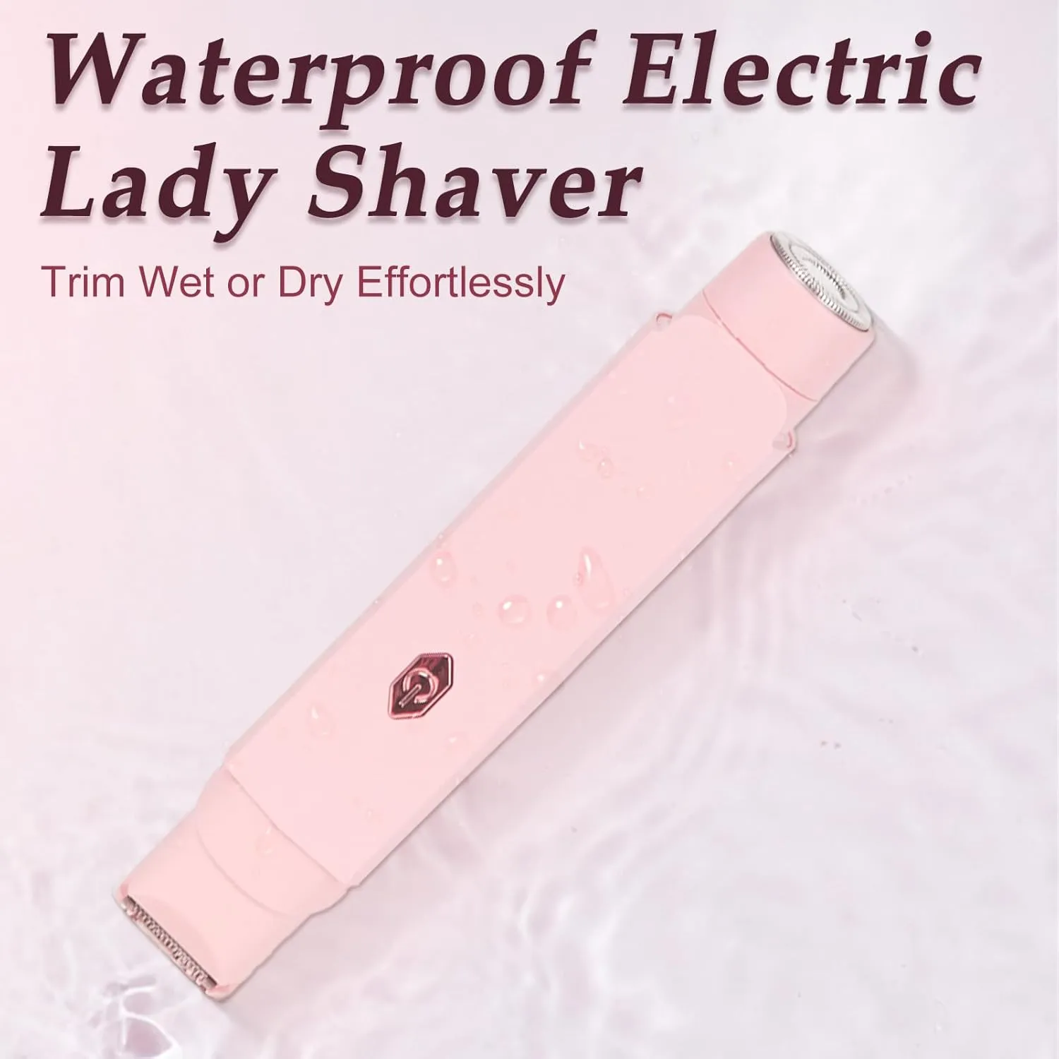 2-in-1 Bikini Trimmer for Women & Electric Women's Shaver,Rechargeable,Gentle Hair Removal for Sensitive Skin(Light Pink)
