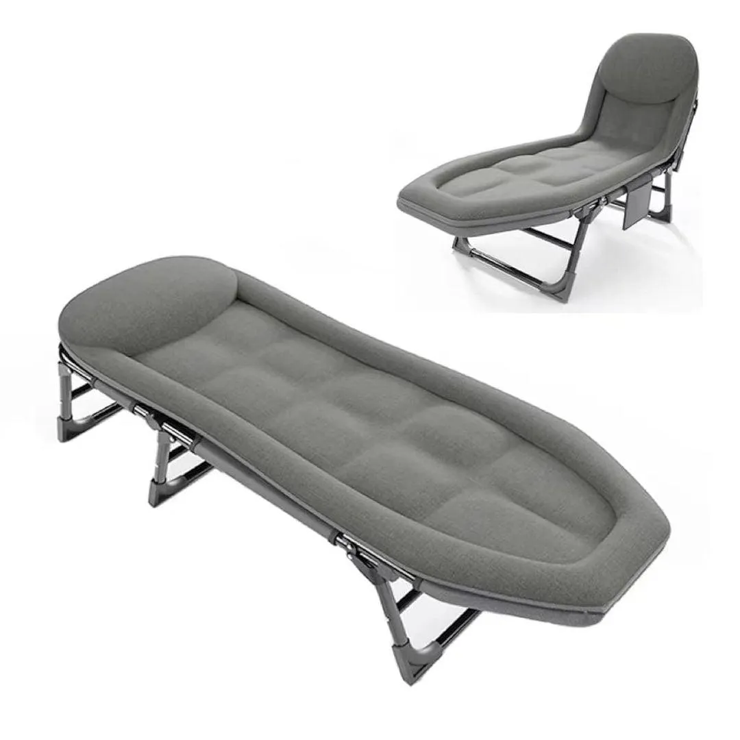 2-in-1 Foldable Bed and Chair – Portable, Durable, Ergonomic, Multi-Functional (200x64x32 cm) – Light Gray