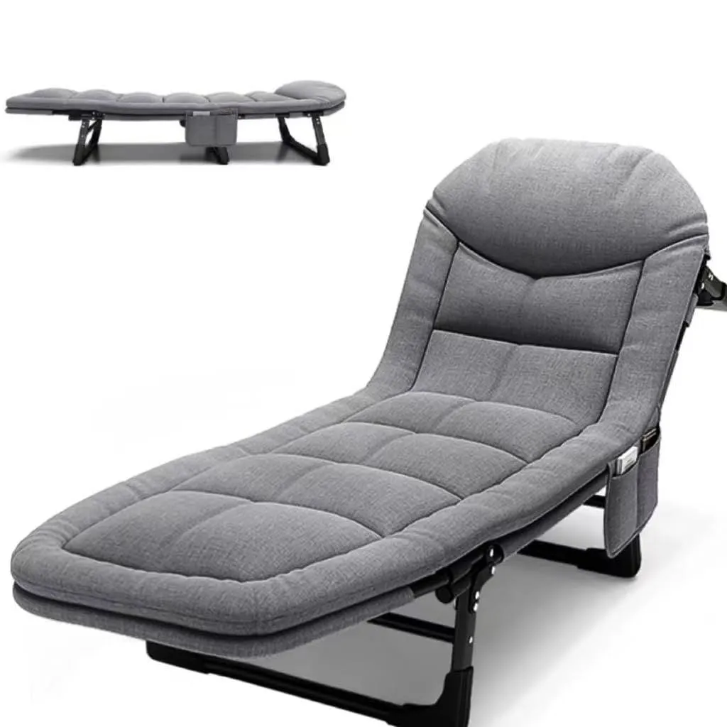 2-in-1 Foldable Bed and Chair – Portable, Durable, Ergonomic, Multi-Functional (200x64x32 cm) – Light Gray