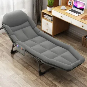 2-in-1 Foldable Bed and Chair – Portable, Durable, Ergonomic, Multi-Functional (200x64x32 cm) – Light Gray