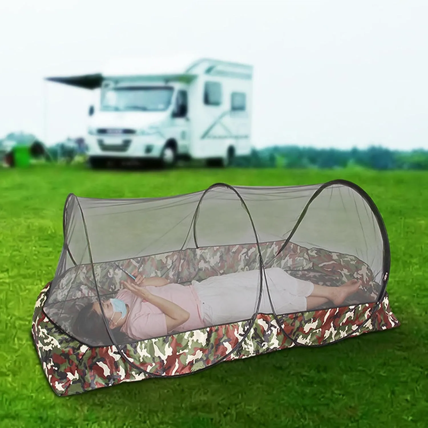 2 Mosquiito Net Tent - Polyester Mesh Camping Tent, Portable Buug Net Tent | Breathable Net Tent, Netted Camping Shelter with Carry Bag, Lightweight Outdoor Net Tent for Bed Patio Camping Travel