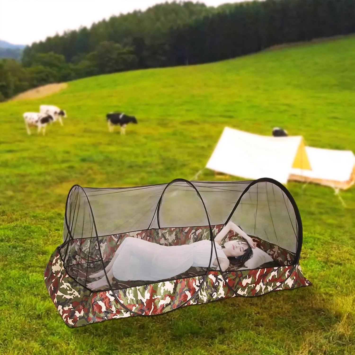 2 Mosquiito Net Tent - Polyester Mesh Camping Tent, Portable Buug Net Tent | Breathable Net Tent, Netted Camping Shelter with Carry Bag, Lightweight Outdoor Net Tent for Bed Patio Camping Travel