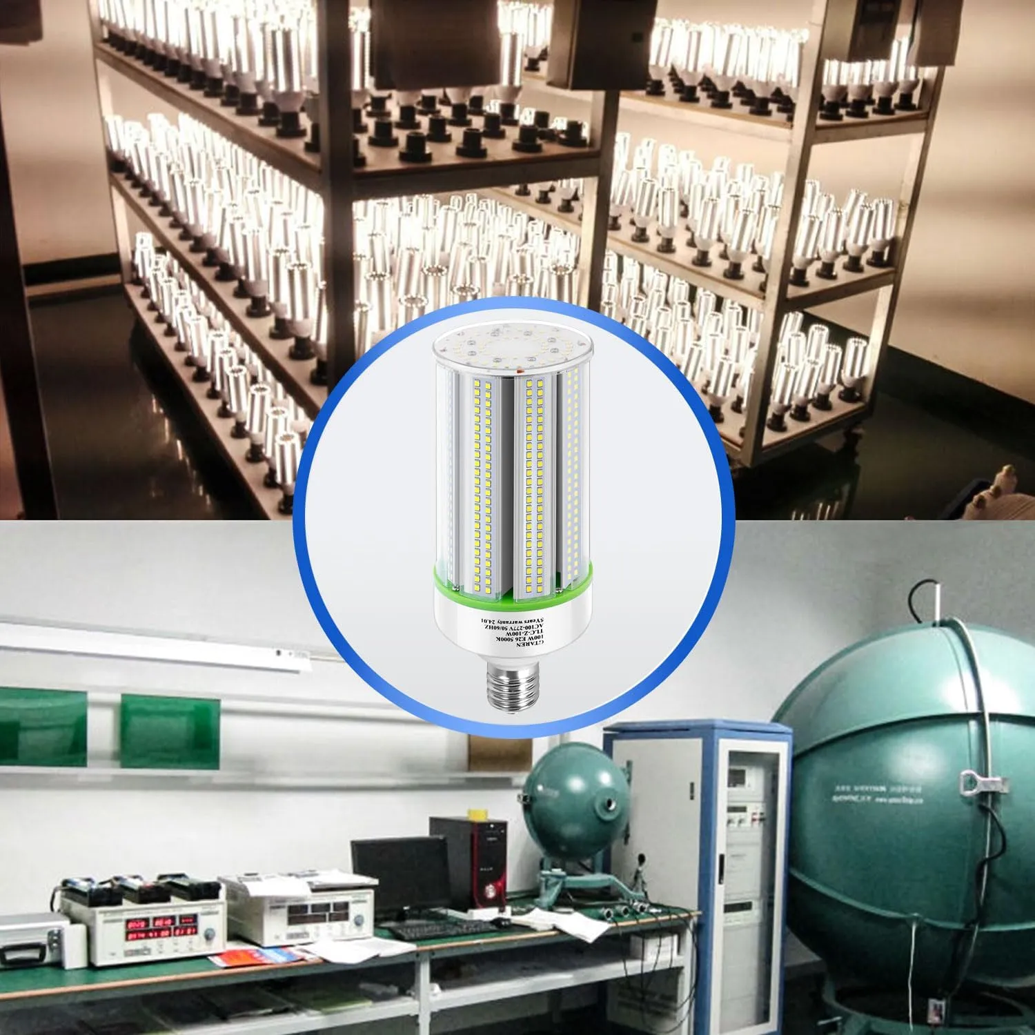2-Pack 60W Super Bright 5000k LED Corn Light Bulb, E26/E39 Base, Replacement for CFL, Metal Halide, HID, HPS, Street, Basement, Yard, Warehouse, Workshop, High Bay, Gym