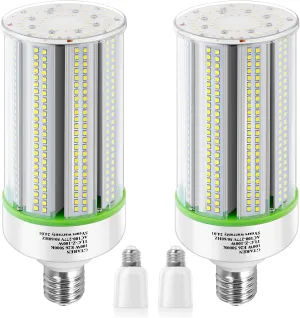 2-Pack 60W Super Bright 5000k LED Corn Light Bulb, E26/E39 Base, Replacement for CFL, Metal Halide, HID, HPS, Street, Basement, Yard, Warehouse, Workshop, High Bay, Gym