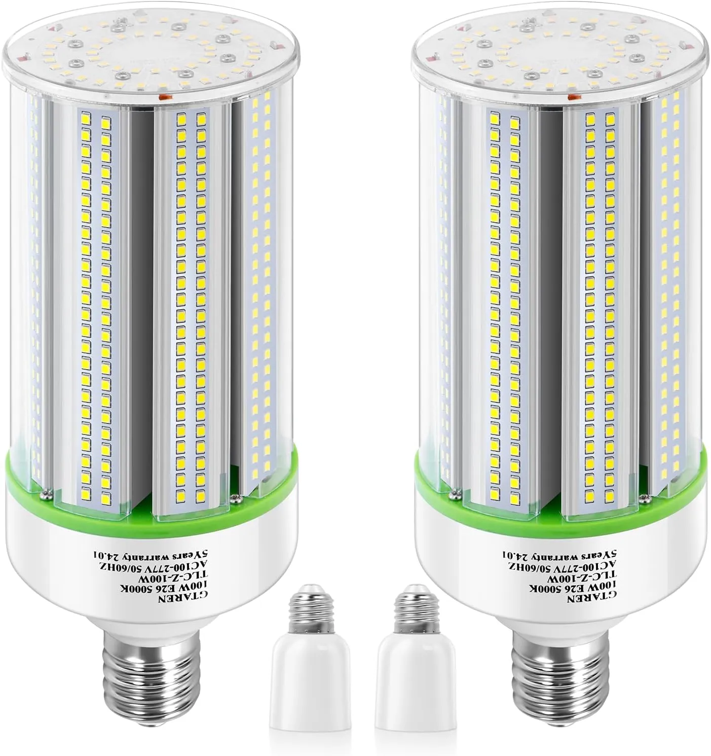 2-Pack 60W Super Bright 5000k LED Corn Light Bulb, E26/E39 Base, Replacement for CFL, Metal Halide, HID, HPS, Street, Basement, Yard, Warehouse, Workshop, High Bay, Gym